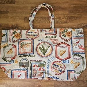 Sezane x Farm Rio croissant pattern tote